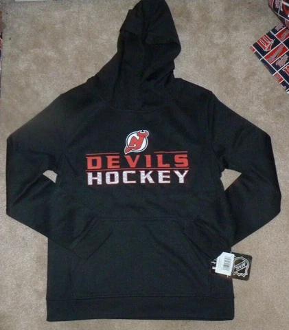 NEW NHL New Jersey Devils Hoodie Hooded Sweatshirt Youth Boys M Medium 10 12 NWT Cover