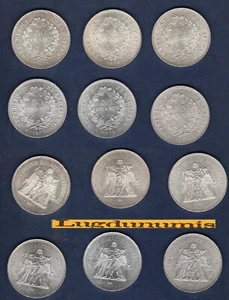Lot de 6 pièces de 50 Francs Hercule XXIII 1974 / 75 / 76 / 77 / 78 / 79 TTB SUP - Imagen 1 de 1
