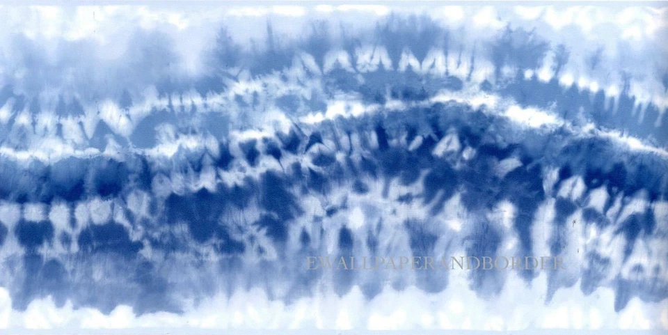 Borde de papel tapiz tie dye azul acuarela, prepegado, 15 pies x 8,5 pulgadas Foto 1 de 4
