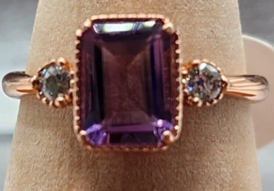 ANILLO Bomb Party talla 7 "Simplicity is Key" amatista chapado en oro rosa RBP2318 Foto 1 de 3