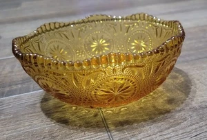 Vintage Brockway Glas Co. Gänseblümchen Bernstein Farbe Müslischale Concord Muster Kunst - Bild 1 von 4