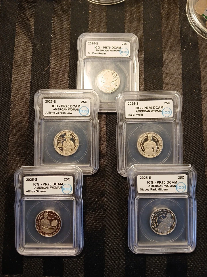 2025 S 25 CENT QUARTERS AMERICAN WOMEN SET OF 5 PR70DCAM ESTATE FIND RARE SEE!!! - Image 1 of 4