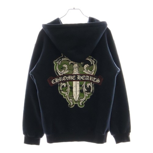 Felpa con cappuccio e zip Chrome Hearts Oldger Daggero modell stampata foderat term neraa u