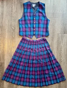 VTG Pendleton 100% Wool Blanket Long Skirt & Vest Set Size Women’s 16 - Made USA - Picture 1 of 14