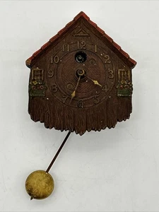 LUX Waterbury Vintage Mini Cuckoo Clock Wooden House/Red Roof/Flowers - Picture 1 of 9