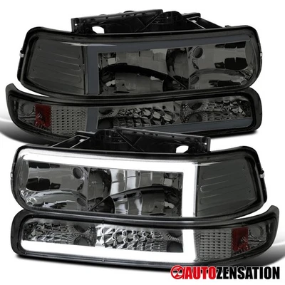 LED Bar Fit Chevy 1999-2002 Silverado 00-06 Tahoe Smoke Headlights+Bumper Signal Foto 1 de 4