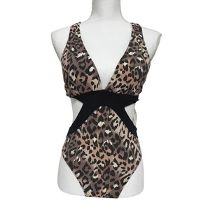Envya Animal Print One Piece Flattering Side Cut Out Swimsuit Size S 4-6 - Picture 1 of 12
