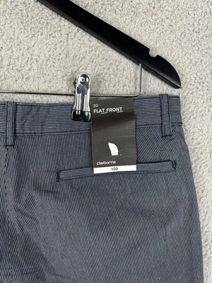 Claiborne Shorts Mens 32 Blue Flat Front Cotton Pinstripe Chino Summer Casual - Image 1 of 4