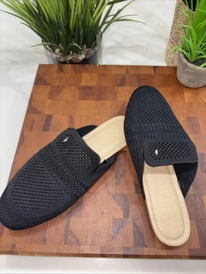 NAUTICA Negro Crochet Textil Plano Diapositivas Negras (Talla 8 M)/38 #G Foto 1 de 4