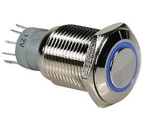 250VAC 0,5A resistente a vandalismo momentâneo 4 pinos botão desligado (ligado), diodo azul - Imagem 1 de 1