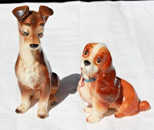 VNTG Disney Lady & The Tramp 6” and 4” Japanese Ceramic Figures - Picture 1 of 5