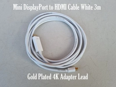 Cable Adaptador Mini DisplayPort a HDMI Blanco 3m Chapado en Oro 4K para MacBook - Imagen 1 de 4