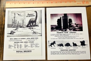 SRG metal dinosaur collectibles glossy Print Ads from the 1950's