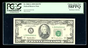 DBR 1995 $20 FRN San Francisco Fr. 2082-L PCGS 58 PPQ Serial L00942523G - Picture 1 of 2
