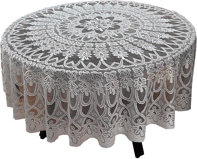 78" Vintage Floral Lace Tablecloth Round Table Cloth Cover Wedding Party Decor - Image 1 of 4