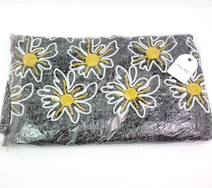Passage Womens One Size Gray Yellow Floral Fleece Oversized Poncho Sweater - Picture 1 of 4