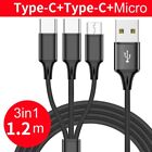 1 in 3 Out USB to Micro USB & Type-C Device Charge Cord Wire for Home Offices