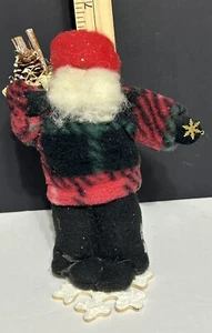 "Papá Noel vintage de vellón de 6,5"" con bolsa de artículos de exterior" - Imagen 1 de 6