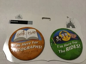 Original Disney Parks I’m Here For The Autogramme/Fahrten 2er Set 3” Button Pin - Bild 1 von 6