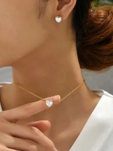 3pcs/set Cubic Zirconia Heart Decor Jewelry Set for Women Jewelry Set Jewelry - Picture 1 of 3