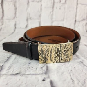 Vtg Johnston & Murphys Black Belt Sz 42 with Solid Brass Buckle Made in Italy - Picture 1 of 9