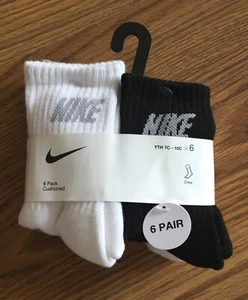 NIKE Boys Cushioned Crew Socks (6 Pairs) Fits Youth Shoe Size 7C-10C - Picture 1 of 3