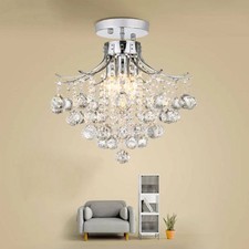 Contemporary Clear Crystal Light Genunie Silver Chrome Ceiling Light Chandelier