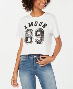 New $109 Rebellious One Juniors' Blue Graphic Tee Cropped T-Shirt Top Size Xl - Picture 1 of 2
