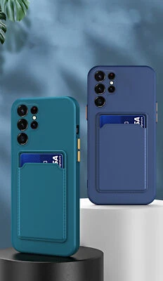Silicone Phone Case For Samsung Galaxy S25 S24 S23 S22 S21 A25 Card Pocket Cover - Image 1 of 4