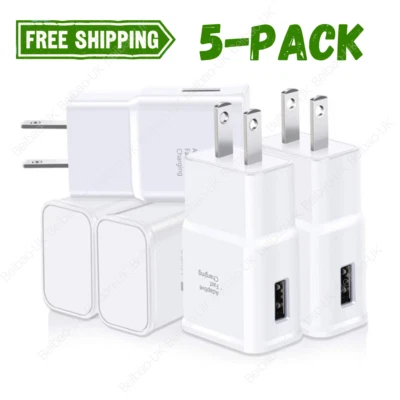 Paquete de 5 adaptadores de alimentación cargador de pared rápido USB adaptable para Samsung S20 bloque de EE. UU. Foto 1 de 4