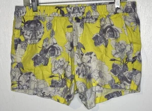Kut From The Kloth geblümte Leinenshorts Sommer gelb Taschen Strick 10 Stretch gebraucht, in einwandfreiem Zustand - Bild 1 von 4