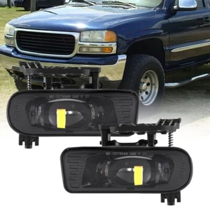 Pair Bumper LED Fog Lights Black Fog Lamp Fit for 1999-2002 GMC Sierra/GMC Yukon - Picture 1 of 12