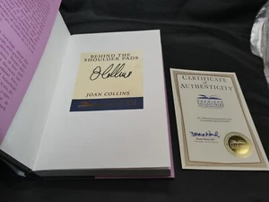 Joan Collins Signed Hardback Book Behind The Shoulder Pads Premier COA - Imagen 1 de 10