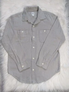 NWT Gap Kids Boy's Gray Herringbone Long Sleeve Button Shirt Sz XL(12) - Picture 1 of 6