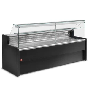 Kühltheke Kühlvitrine Feinkosttheke schwarz 90° Frontscheibe 1000x800x1220 NEU - Bild 1 von 8