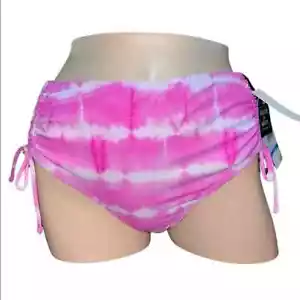 California Waves Juniors Tie-Dyed High-Waist Swim Bottoms Pink Large NWT - Picture 1 of 9