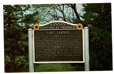 Fort Larned Kansas Historical Marker State Highway Roadside Park postcard