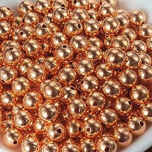 Real Pure Copper Round Beads Seamed Anti Tarnish Smooth Spacer Beads 2mm - 9.5mm