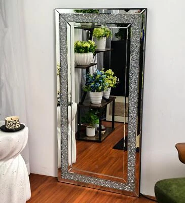 RGB Hängespiegel Wandspiegel mit Beleuchtung Kristallakzenten120x60cm Badspiegel - Bild 1 von 4