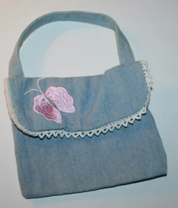 18 Zoll Puppe blau Denim Schultertasche - Bild 1 von 4