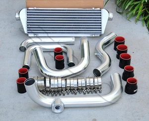 Chrome Piping SQV/SSQV Flange + Intercooler + Black Coupler kit for 92-00 Civic - Picture 1 of 2