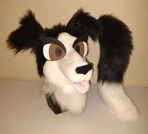 BorderCollie Dog Fursuit Partial Animal Costume Mascot Head And Tail! - Picture 1 of 15