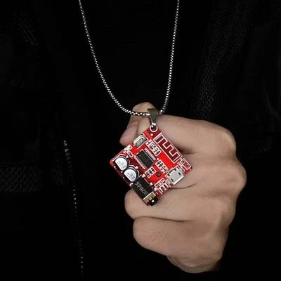 Collar Placa Circuito Cyberpunk Colgante Electrónico Futurista Hombres Cadena Hip Hop Foto 1 de 4