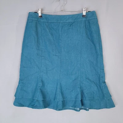 Falda con volantes New Directions azul verdoso talla 12 mezcla de algodón para mujer Foto 1 de 4