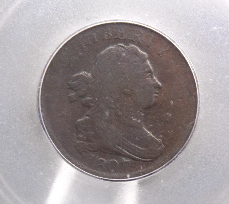1807 Draped BUST Half Cent 1/2c ICG F12 #901 Fine ECC&C, Inc. - Image 1 of 4