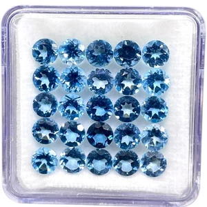 VVS 7 pezzi topazio blu Londra naturale 5 mm taglio tondo pietre preziose sfuse lotto all'ingrosso - Foto 1 di 12
