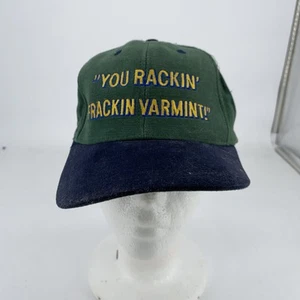 VINTAGE Six Flags Hat Cap Snap Back Green Navy Yosemite Sam Embroidered Mens 90s - Picture 1 of 6