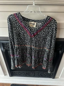 Savanna Jane Damen klein schwarz Viskose bestickt Tunika Top Boho Tribal gebraucht, in einwandfreiem Zustand - Bild 1 von 6