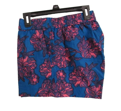 J. CREW Azul Tropical Estampado Floral Lino y Algodón PANTALONES CORTOS Talla 00 Nuevos sin Etiquetas Foto 1 de 4