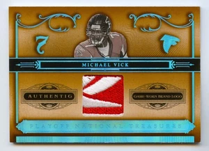 MICHAEL VICK 2006 NATIONAL TREASURES FALCONS REEBOK LOGO PATCH /10 *GAME-USED* - Bild 1 von 2